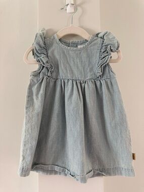 Noppies Light Blue Denim Ruffle Sleeve Dress